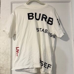 Burberry White and Black Graphic Tee